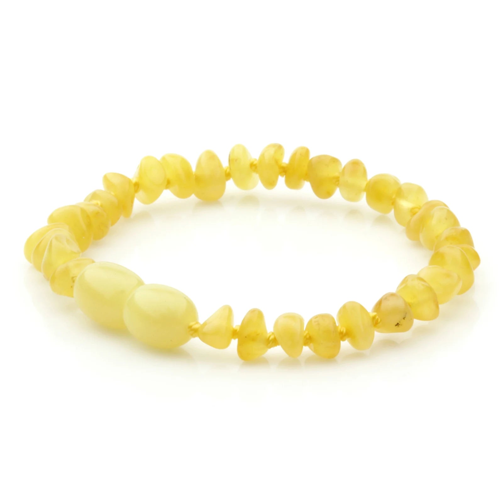 Baltic Amber Teething Bracelet. Baroque Milky Yellow 4mm - BA109