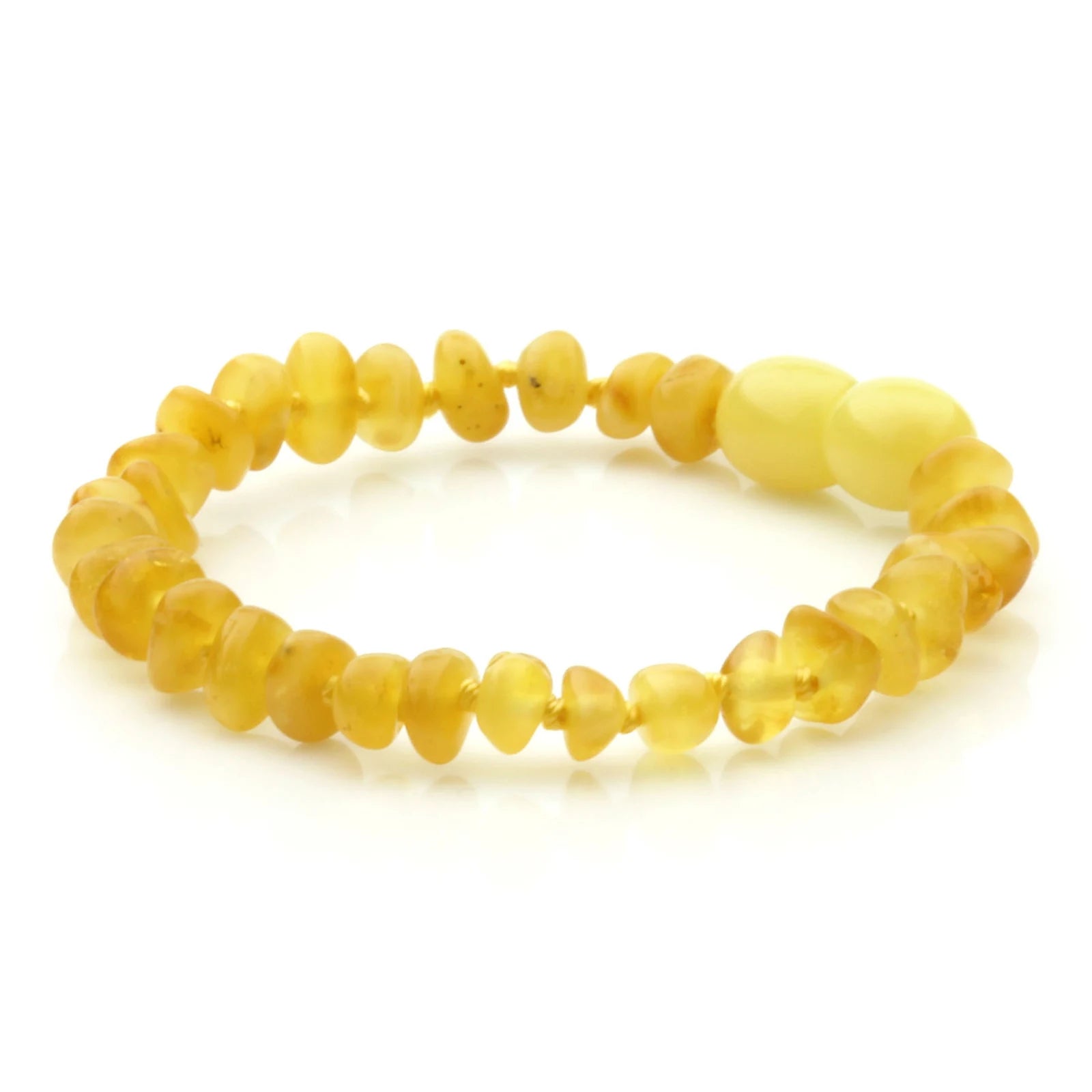 Baltic Amber Teething Bracelet. Baroque Milky Yellow 4mm - BA103