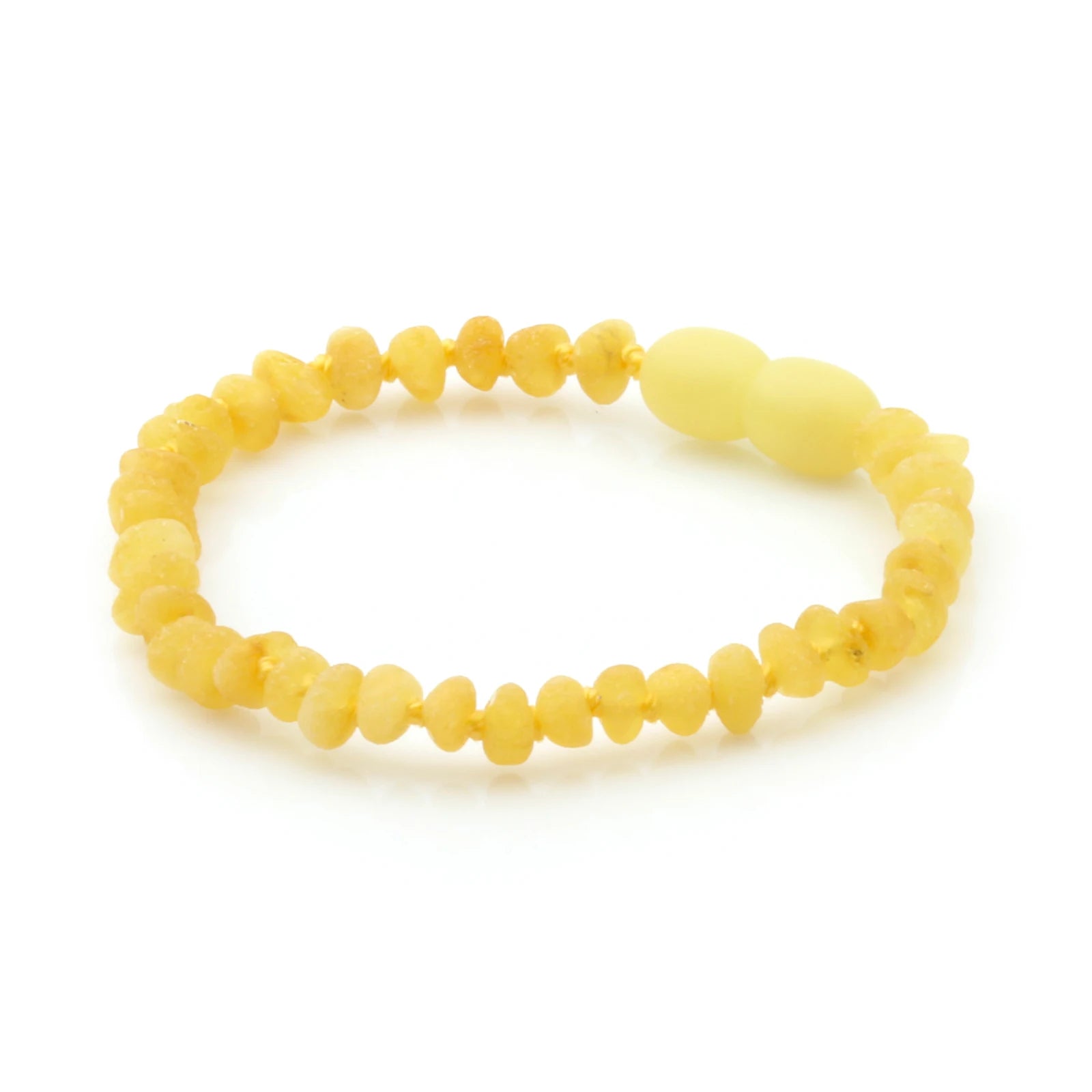 Baltic Amber Teething Bracelet. Baroque Milky Yellow 4mm - BA130