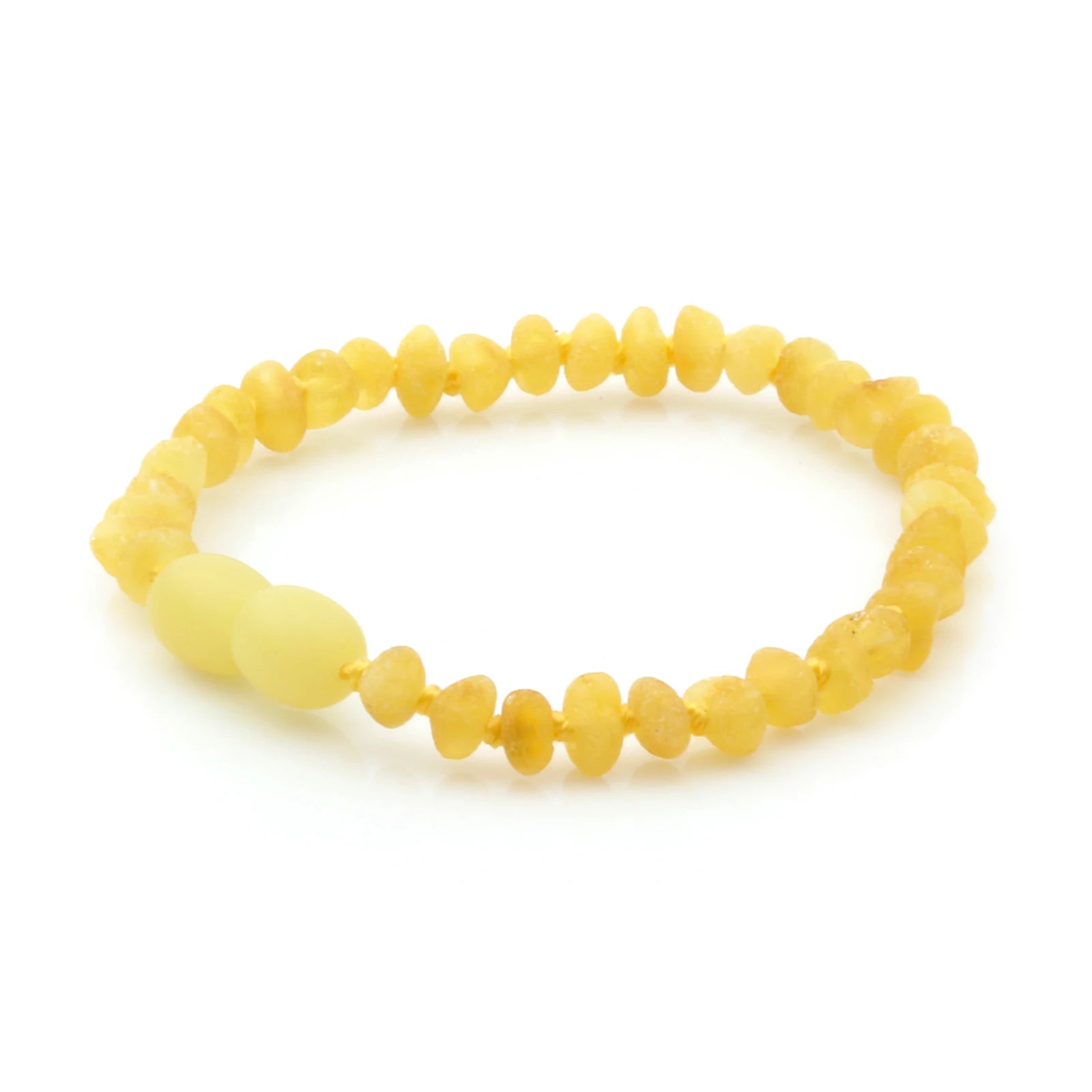 Baltic Amber Teething Bracelet. Baroque Milky Yellow 4mm - BA130