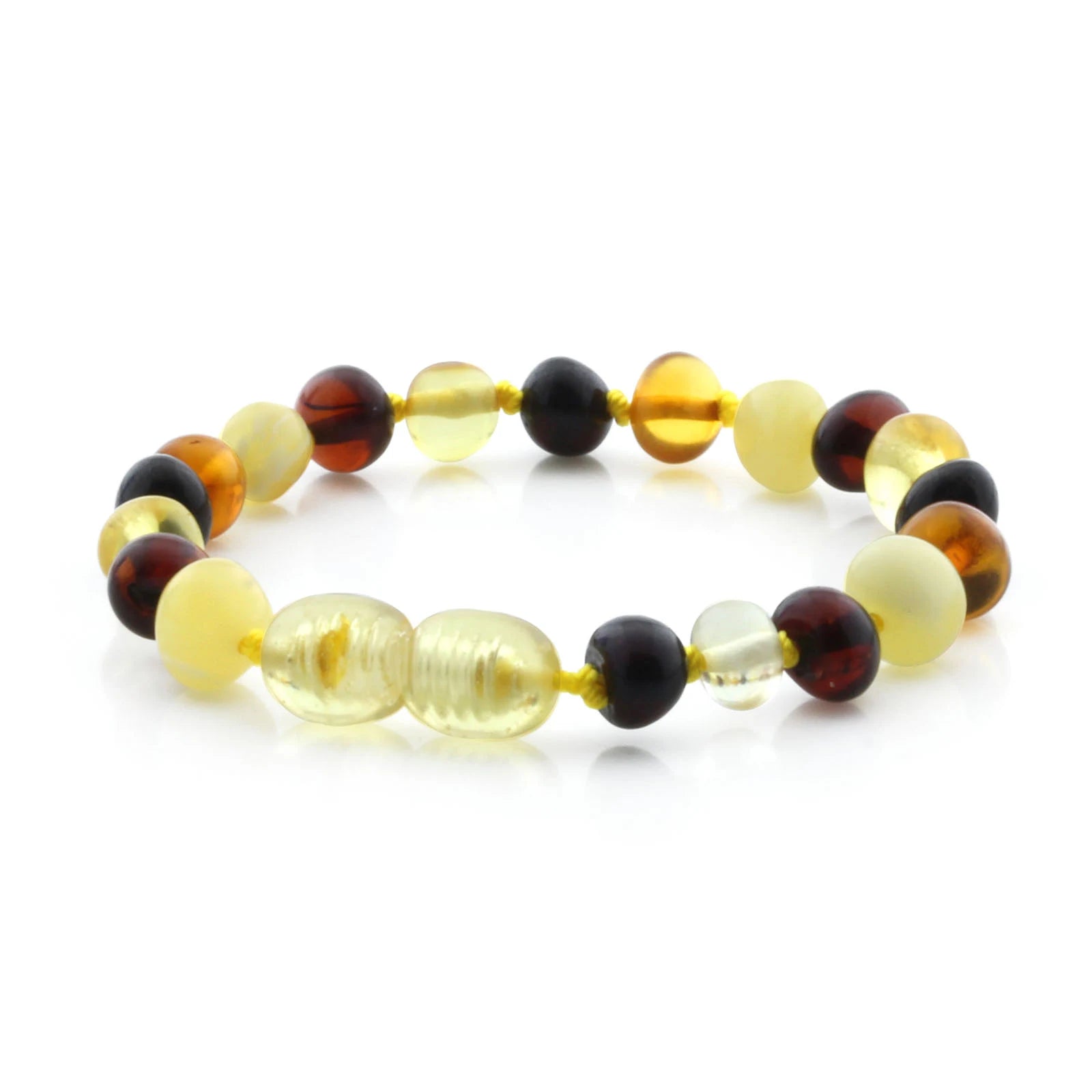 Baltic Amber Teething Bracelet. Baroque Multicolour 5mm - BA76