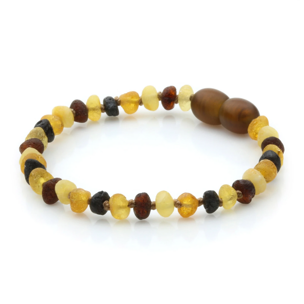 Baltic Amber Teething Bracelet. Baroque Multicolour 4mm - BA134