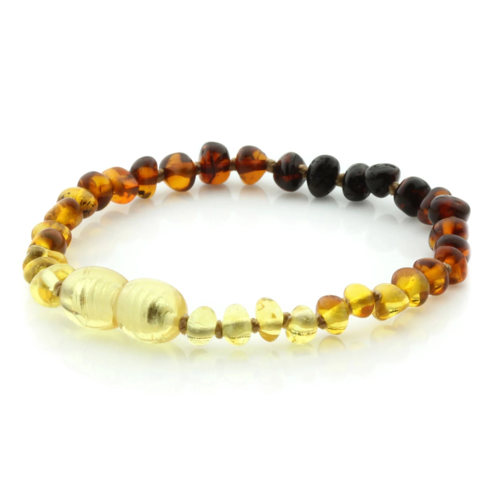 Baltic Amber Teething Bracelet. Baroque Rainbow 4mm - BA105