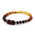 Baltic Amber Teething Bracelet. Baroque Rainbow 4mm - BA106