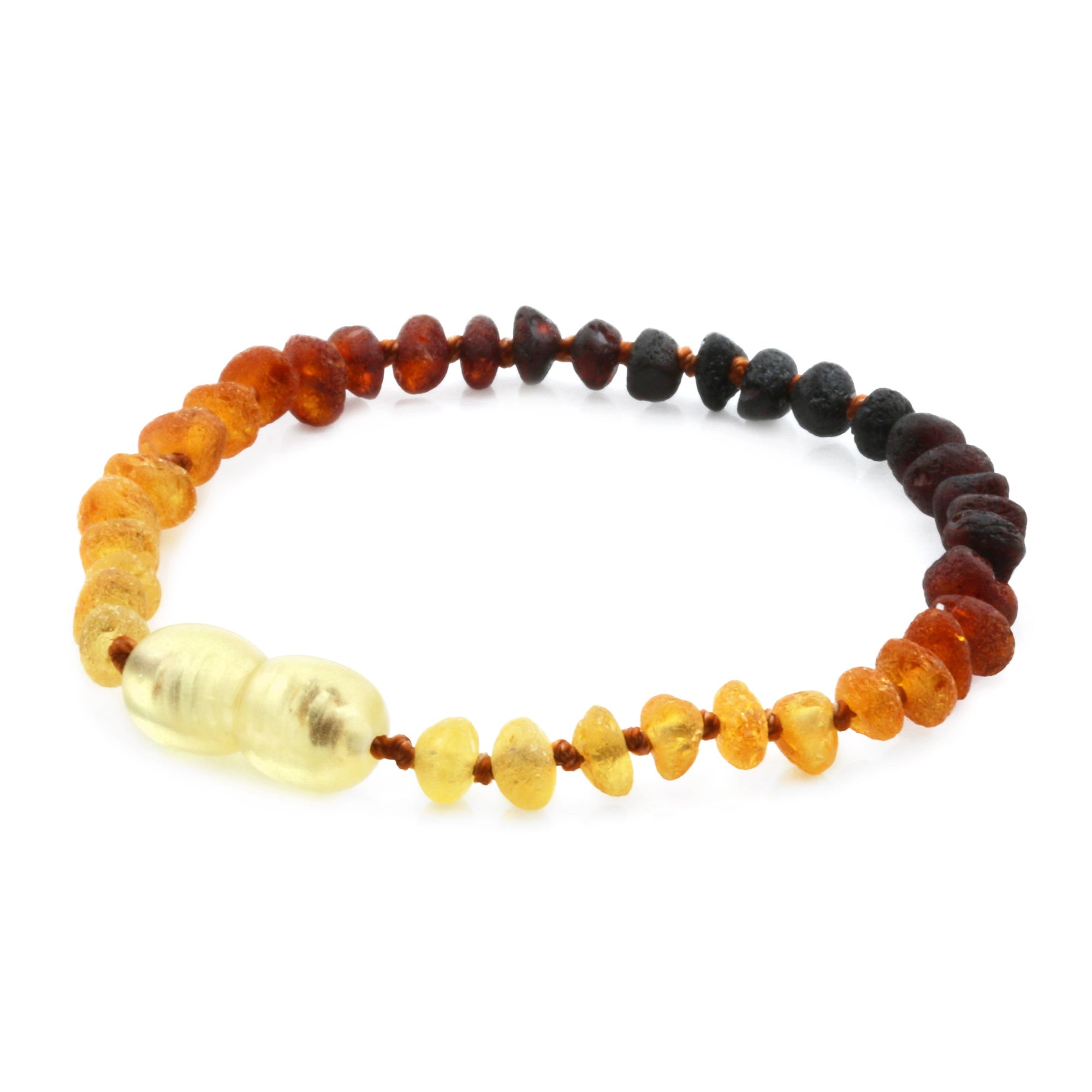 Baltic Amber Teething Bracelet. Baroque Rainbow 4mm - BA137