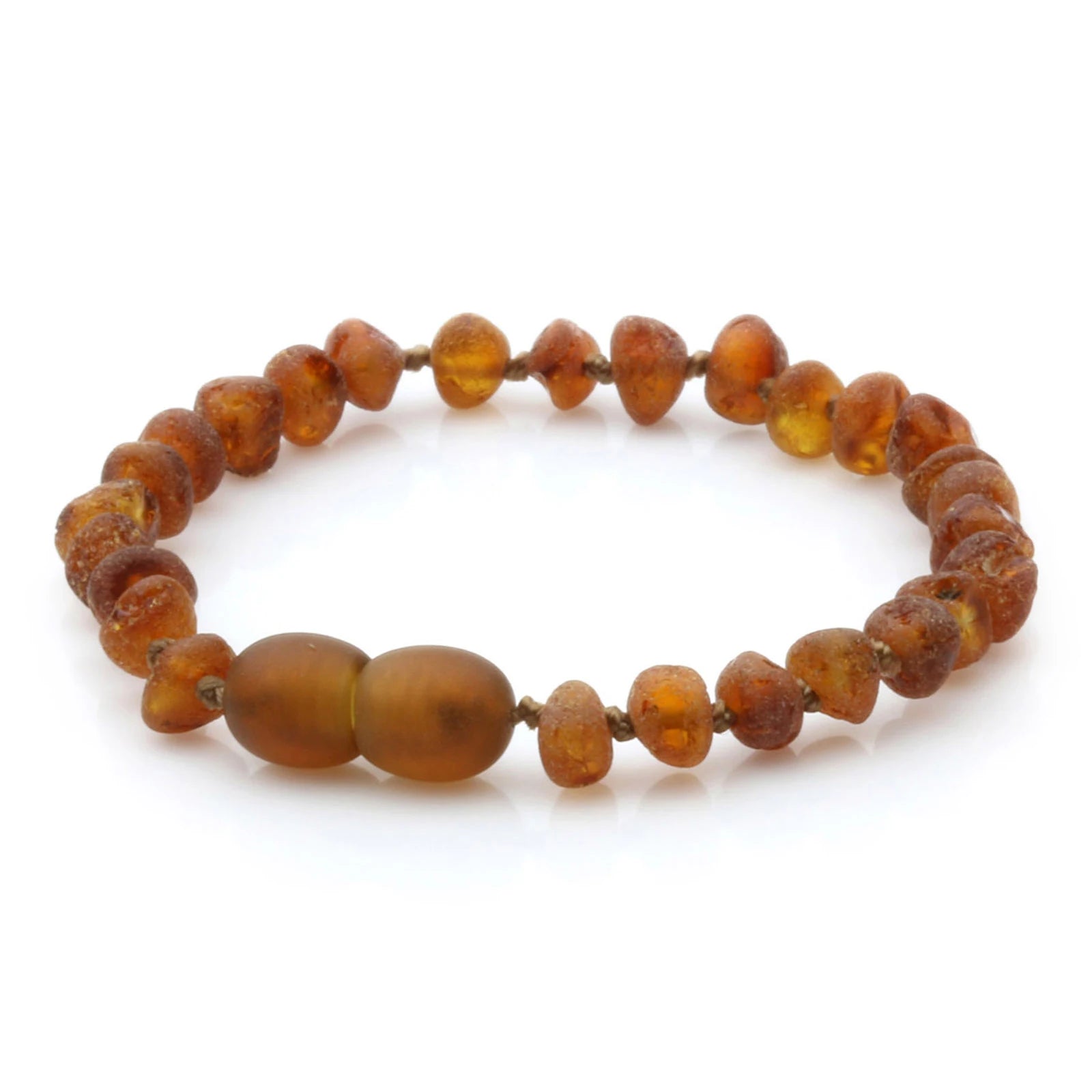 Baltic Amber Teething Bracelet. Baroque Cognac 5mm - BA94