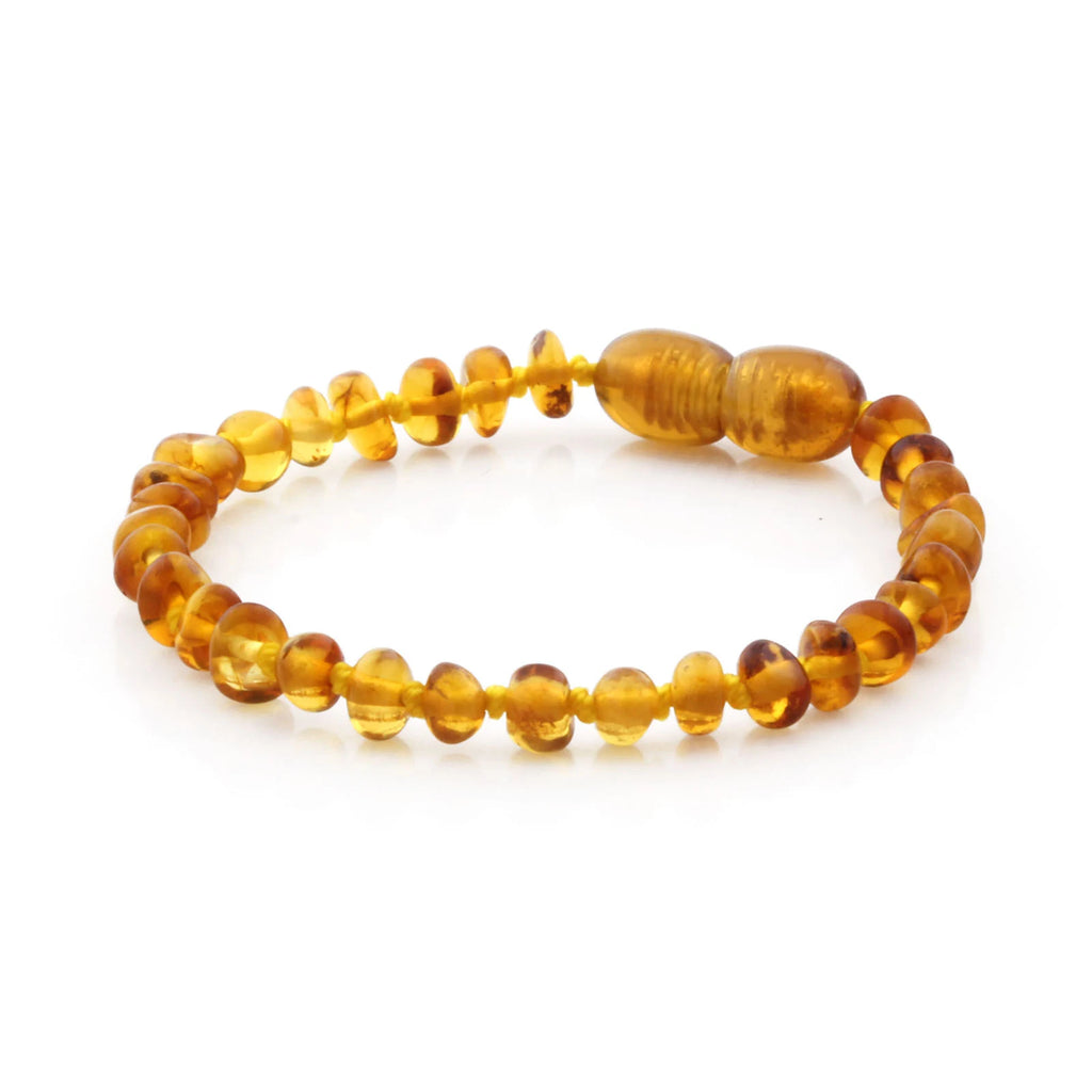 Baltic Amber Teething Bracelet. Baroque Light Cognac 4mm - BA112