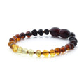 Rainbow and multicolour Baltic amber baroque children's bracelet, 15cm