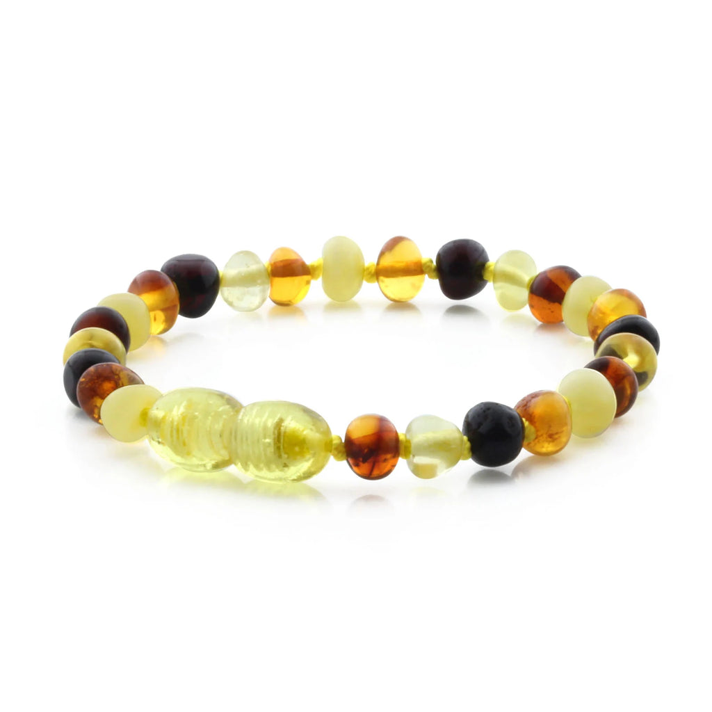 Baltic Amber Teething Bracelet. Baroque Multicolour 5mm - BA79