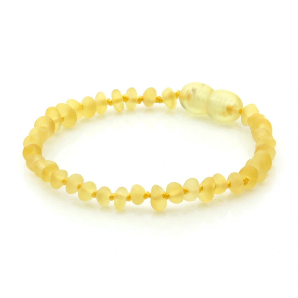 Baltic Amber Teething Bracelet. Baroque Yellow 4mm - BA133