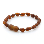 Baltic Amber Teething Bracelet. Olive Cognac Rough 5mm - OL35