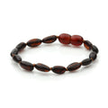 Dark cognac Baltic amber olive children's bracelet, 15cm