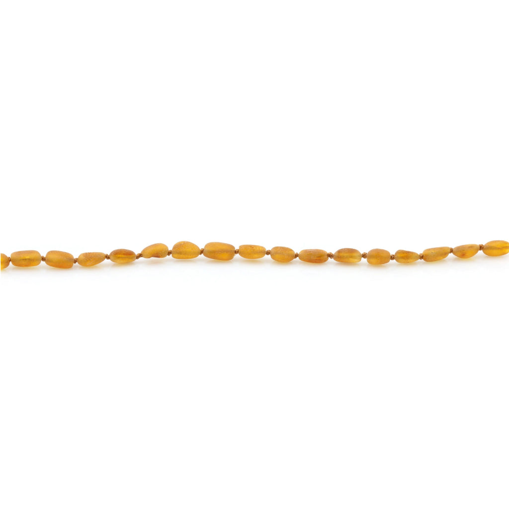 Baltic Amber Teething Bracelet. Olive Light Cognac Rough 5mm - OL34