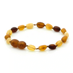 Baltic Amber Teething Bracelet. Olive Multicolor Matte 5mm - OL26