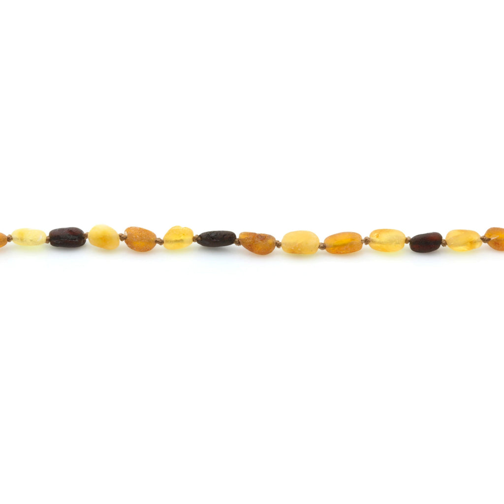 Baltic Amber Teething Bracelet. Olive Multicolor Rough 5mm - OL33