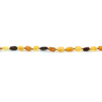 Baltic Amber Teething Bracelet. Olive Multicolor Rough 5mm - OL33