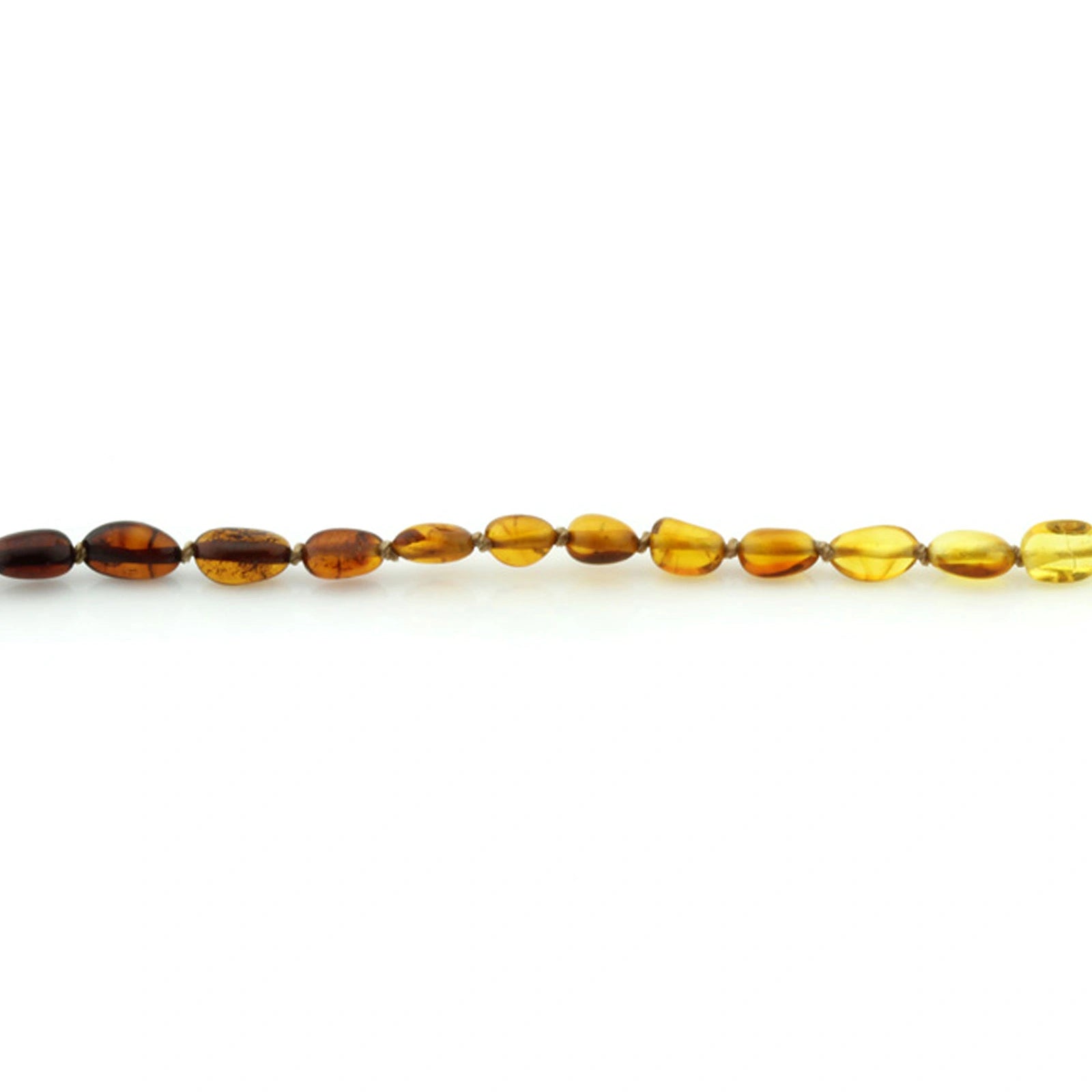 Baltic Amber Teething Bracelet. Olive Rainbow Glossy 5mm - OL19