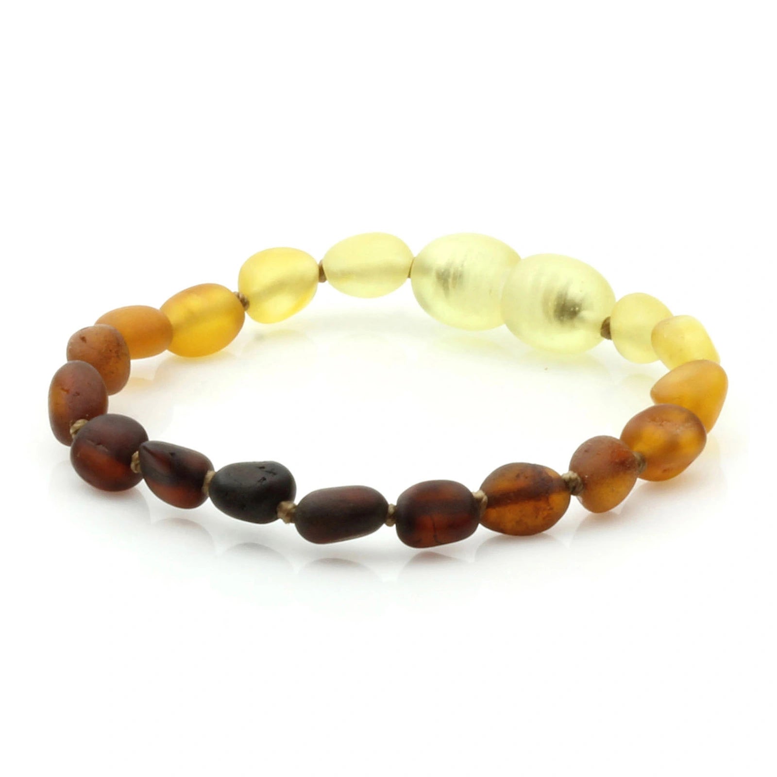 Baltic Amber Teething Bracelet. Olive Rainbow Matte 5mm - OL27
