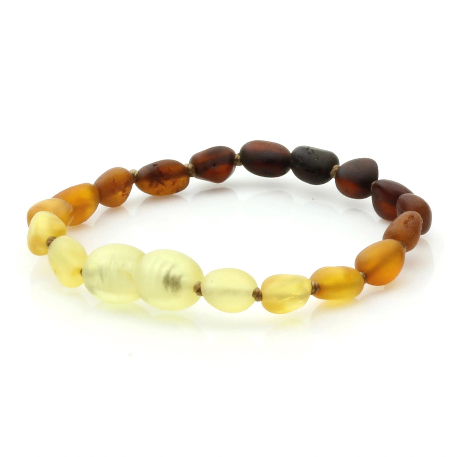Baltic Amber Teething Bracelet. Olive Rainbow Matte 5mm - OL27