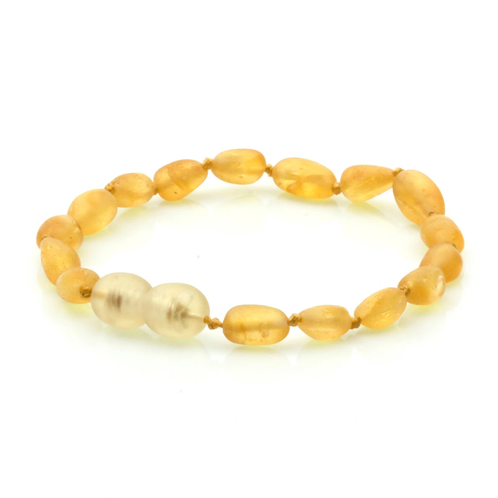 Baltic Amber Teething Bracelet. Olive Yellow Matte 5mm - OL31