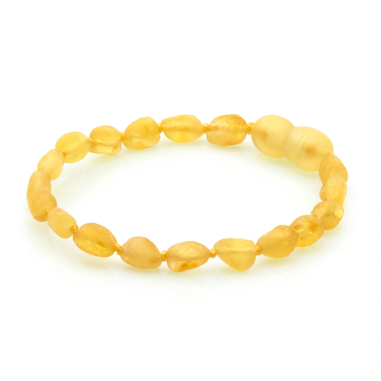 Baltic Amber Teething Bracelet. Olive Yellow Rough 5mm - OL36