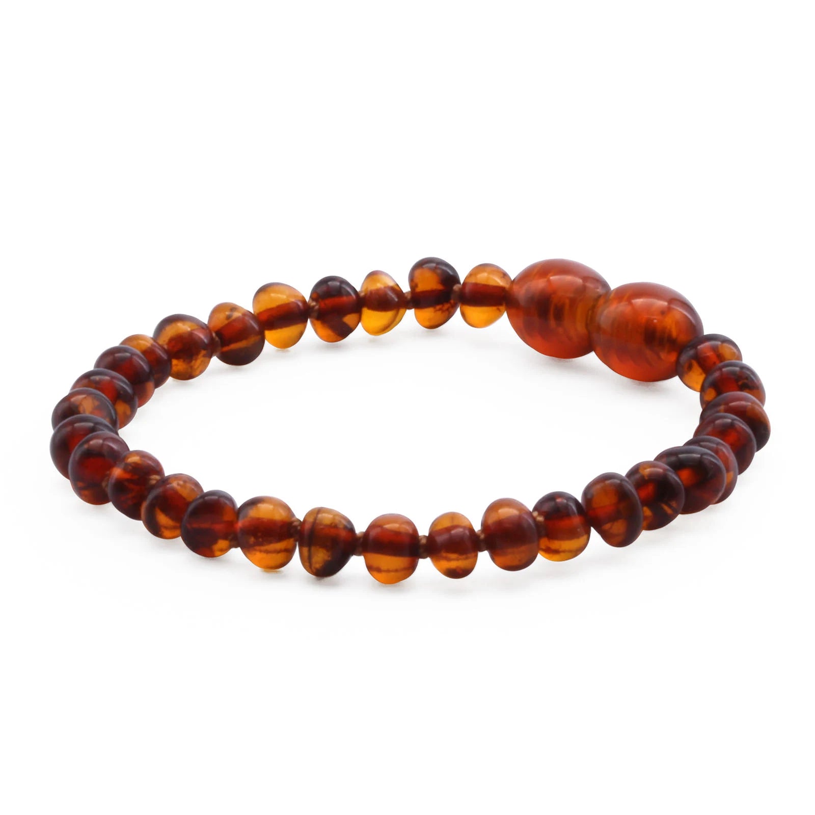 Baltic Amber Teething Bracelet. Baroque Cognac 4mm - BA113