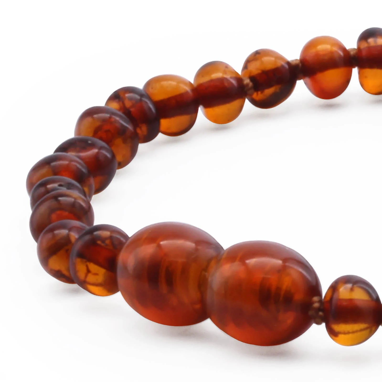 Baltic Amber Teething Bracelet. Baroque Cognac 4mm - BA113