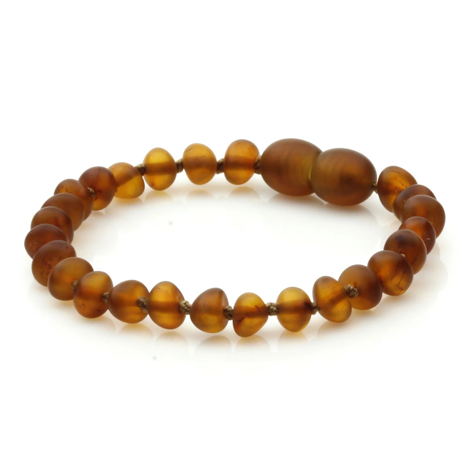 Baltic Amber Teething Bracelet. Baroque Cognac 5mm - BA84