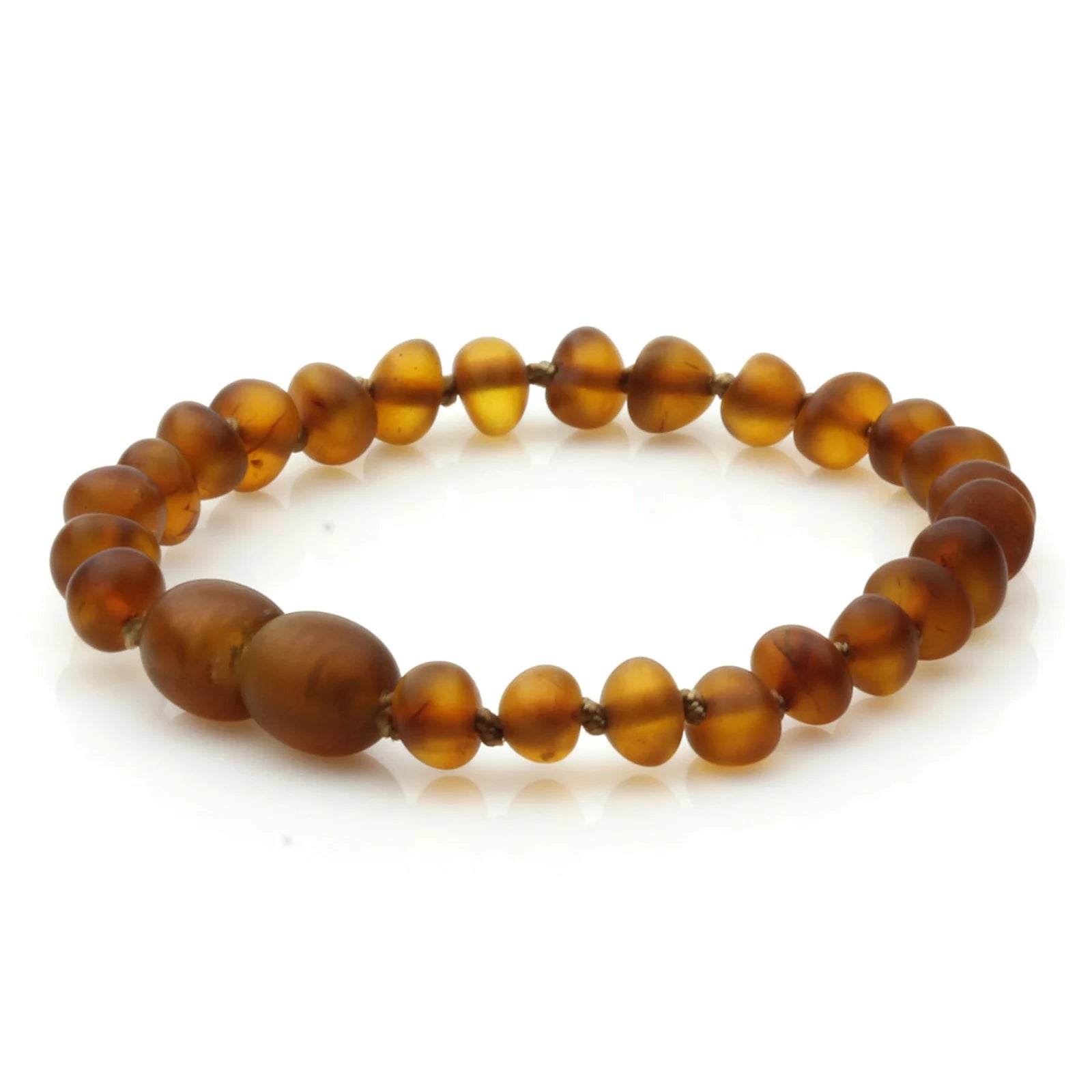 Baltic Amber Teething Bracelet. Baroque Cognac 5mm - BA84