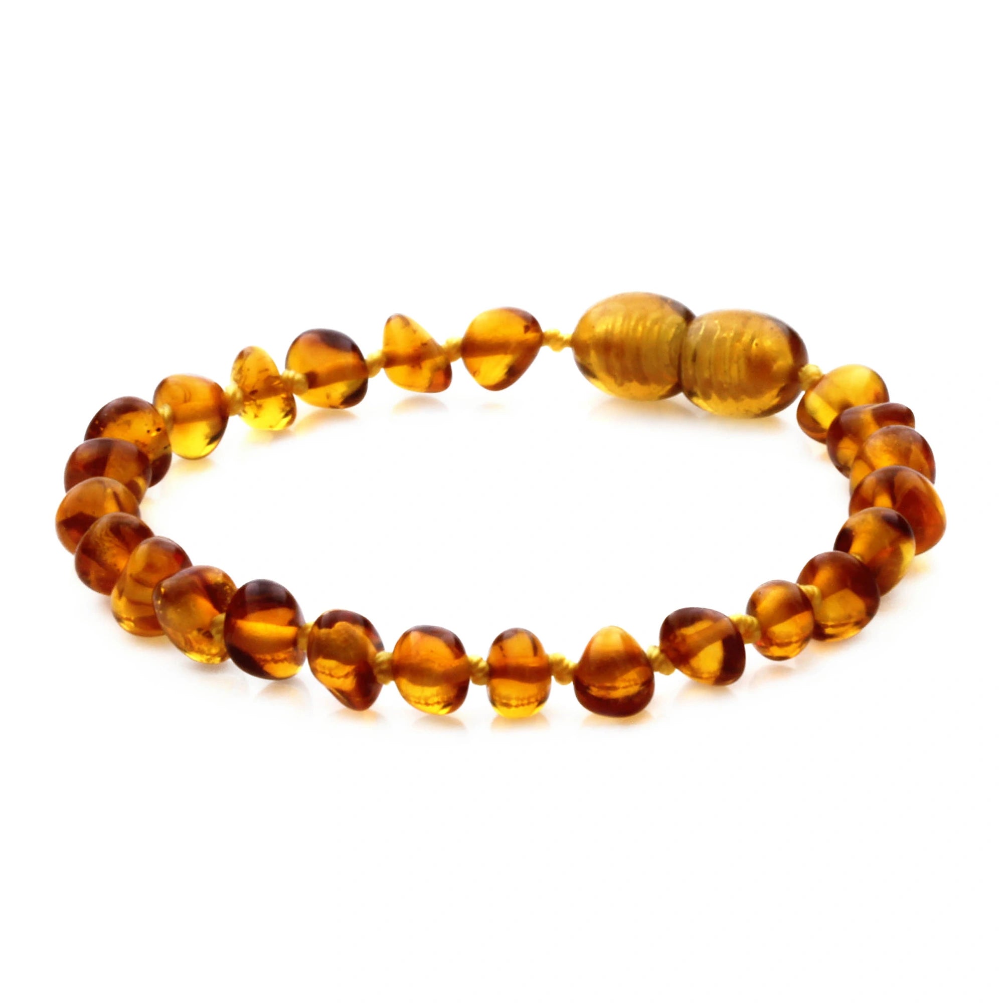 Baltic Amber Teething Bracelet. Baroque Light Cognac 5mm - BA102