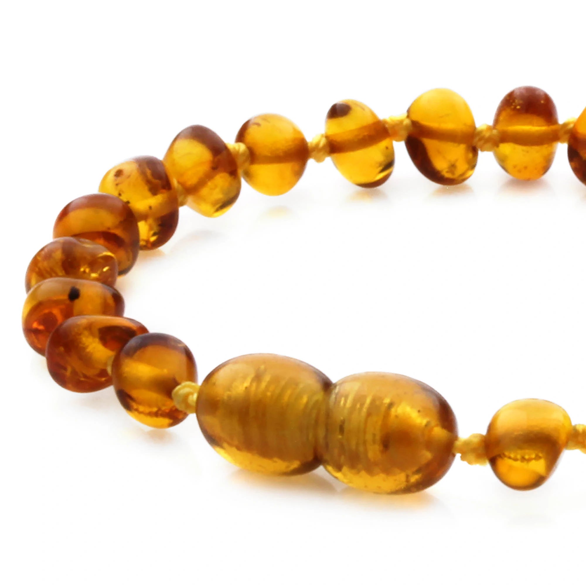Baltic Amber Teething Bracelet. Baroque Light Cognac 5mm - BA102
