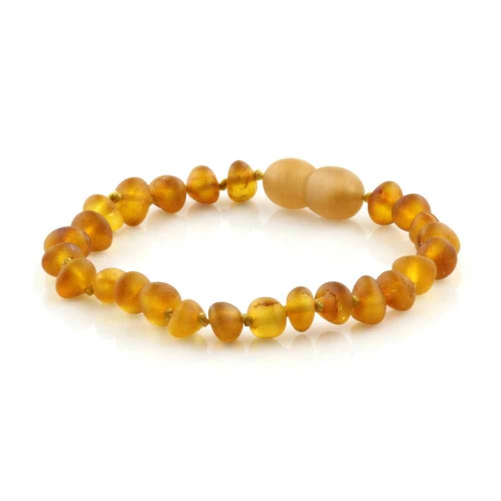 Baltic Amber Teething Bracelet. Baroque Light Cognac 5mm - BA89