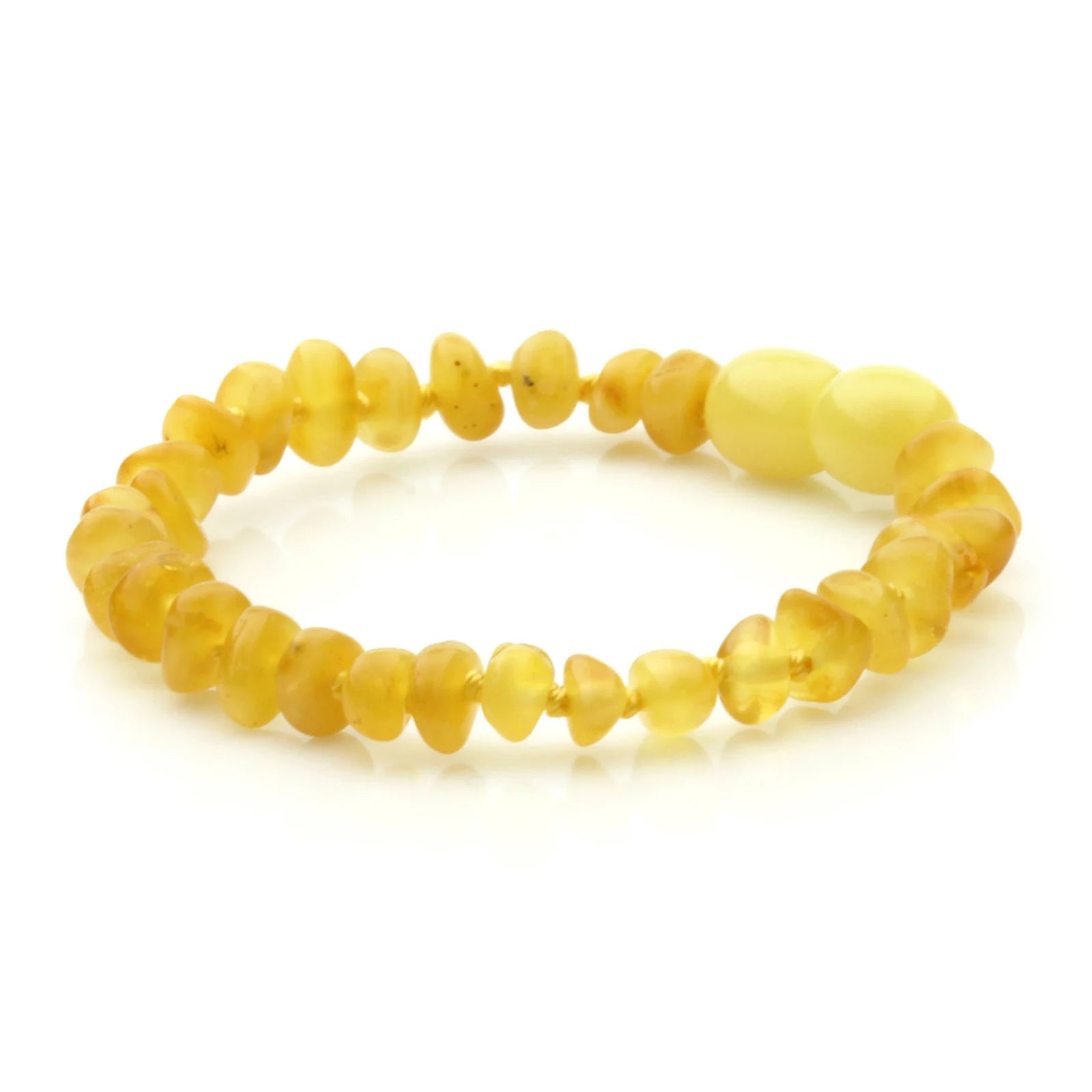 Baltic Amber Teething Bracelet. Baroque Milky Yellow 5mm - BA73