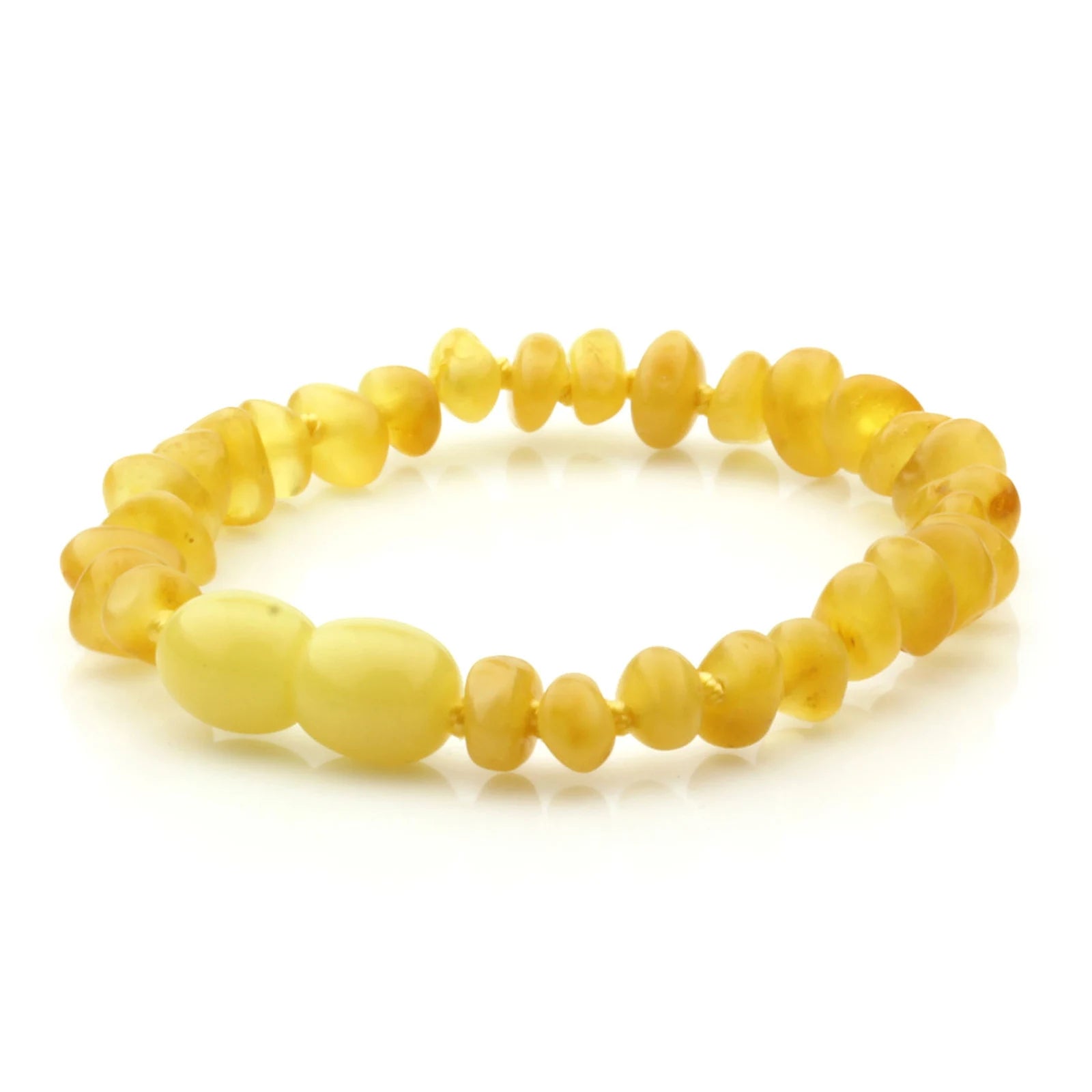 Baltic Amber Teething Bracelet. Baroque Milky Yellow 5mm - BA73