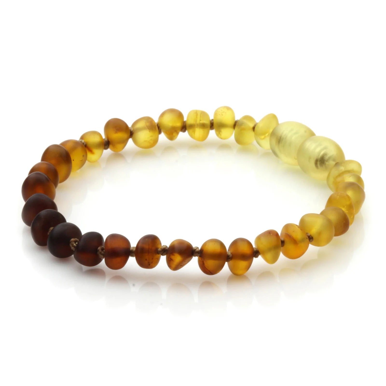Baltic Amber Teething Bracelet. Baroque Rainbow 5mm - BA86