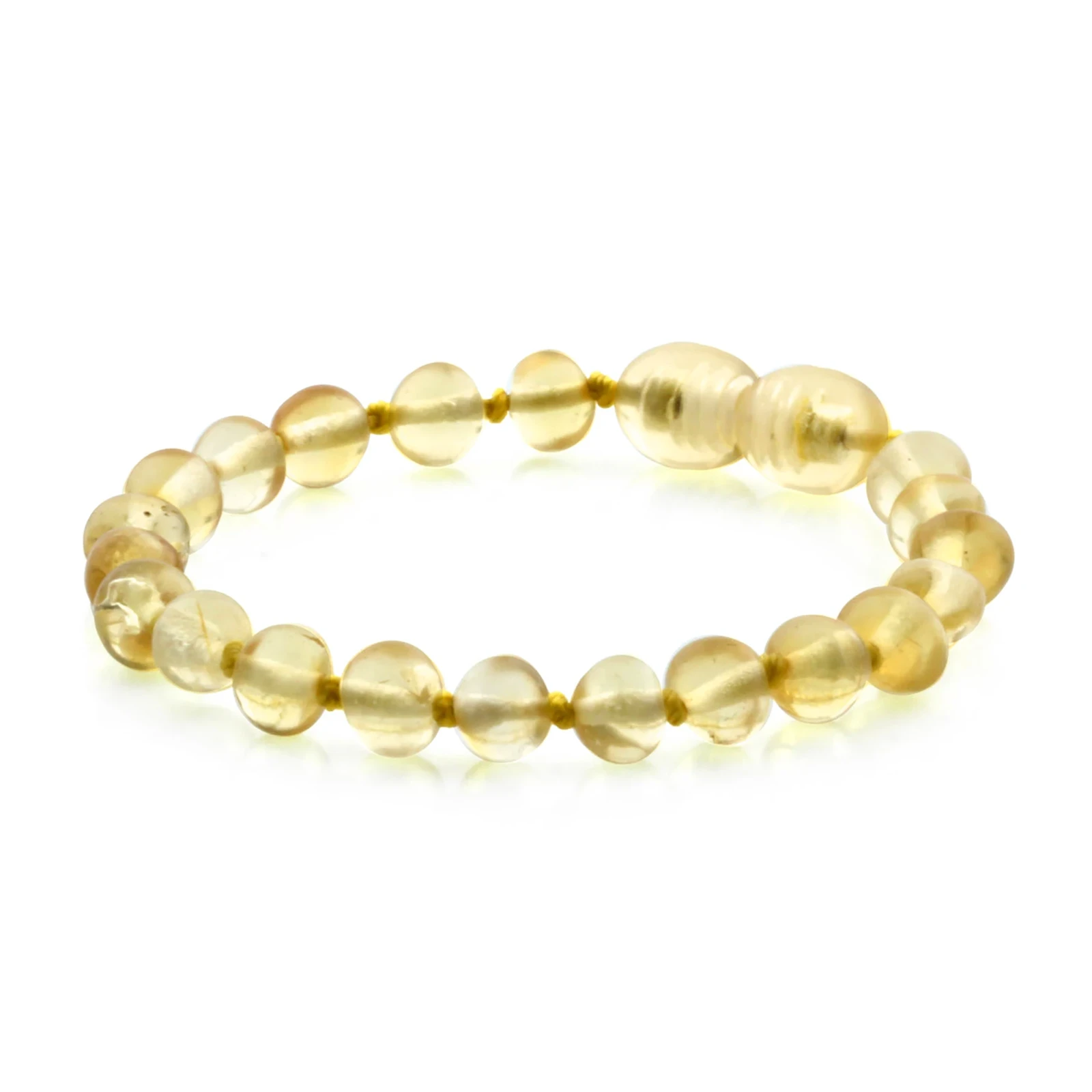 Baltic Amber Teething Bracelet. Baroque Yellow 5mm - BA80