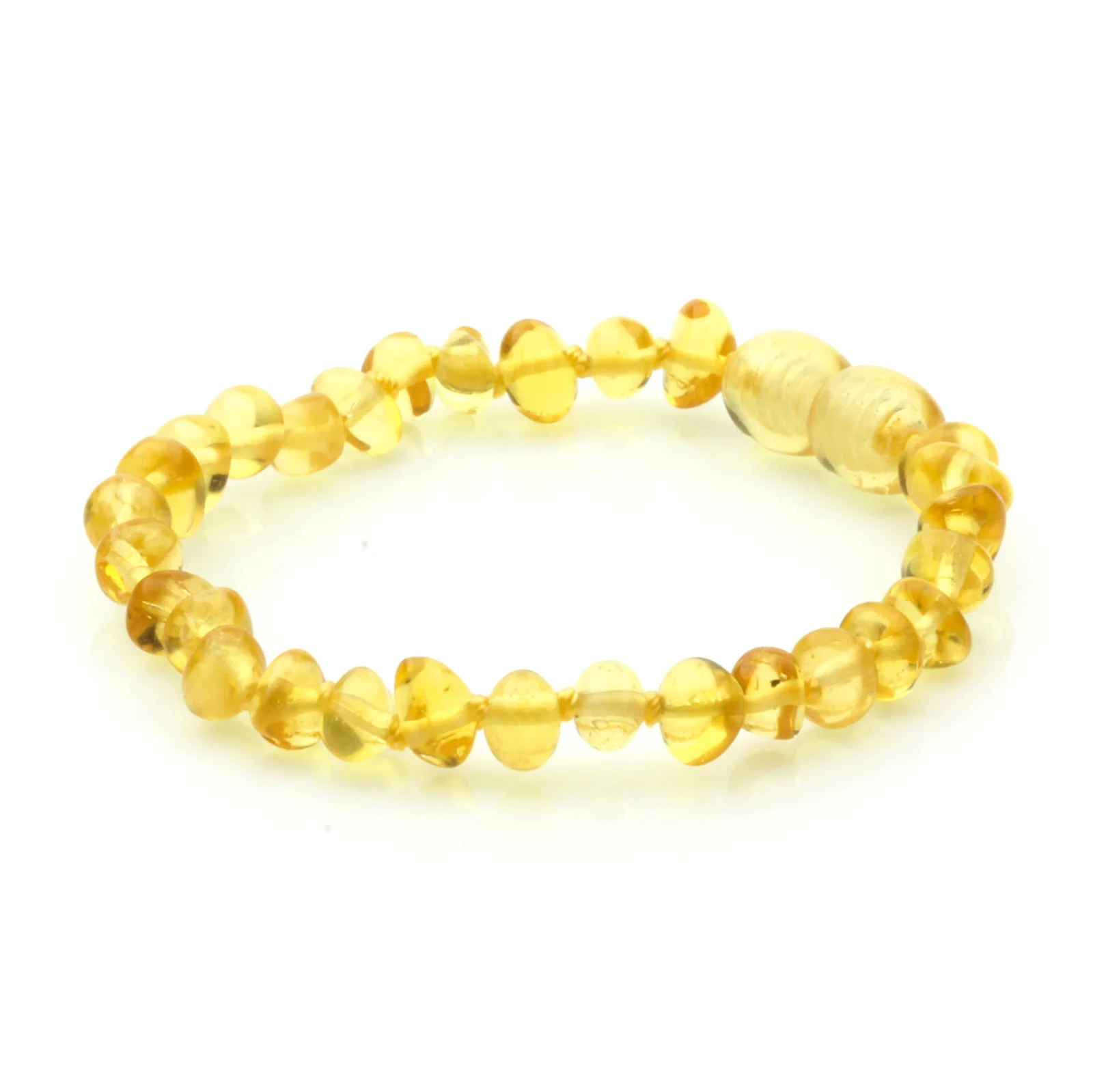 Baltic Amber Teething Bracelet. Baroque Yellow 5mm - BA71