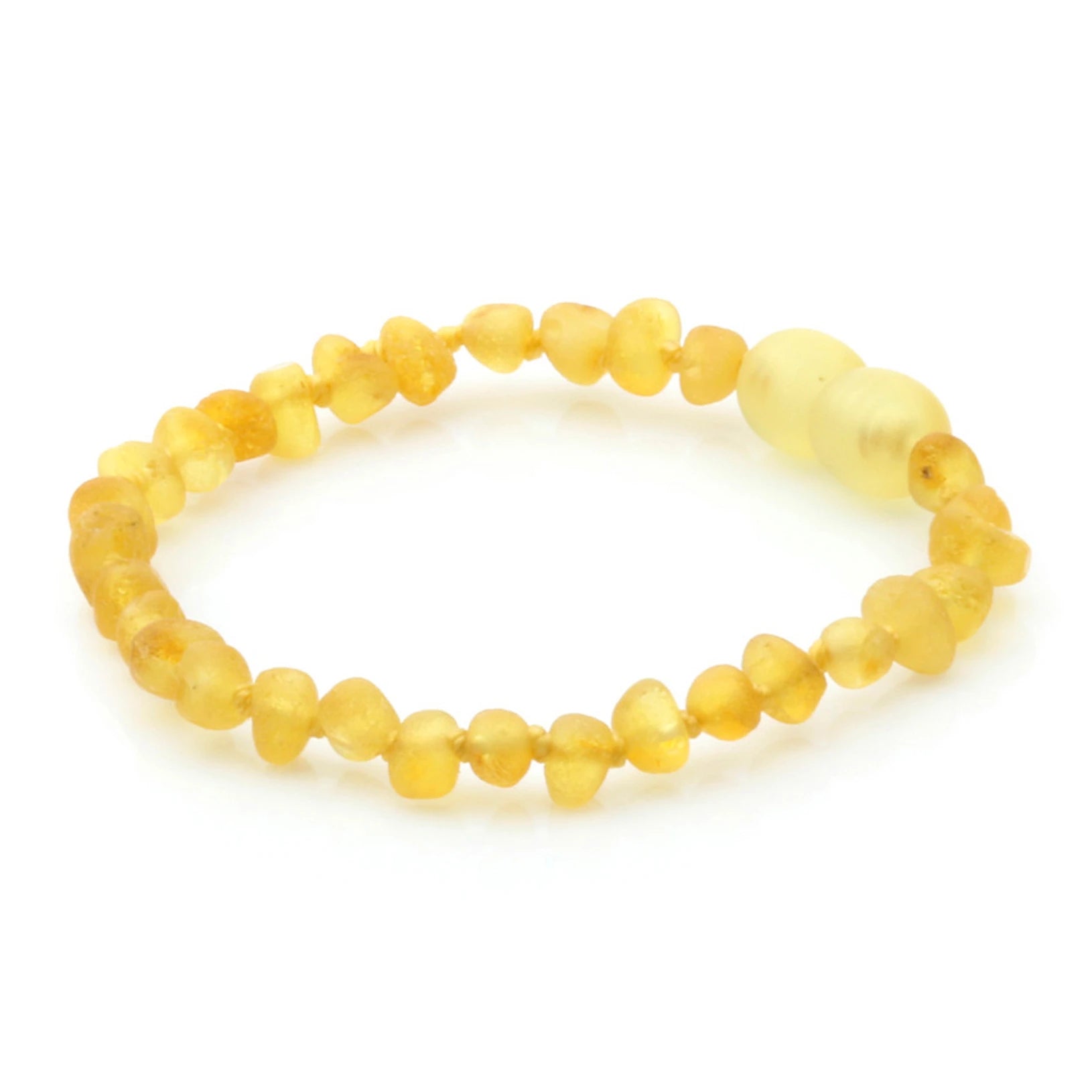 Baltic Amber Teething Bracelet. Baroque Yellow 4mm - BA129