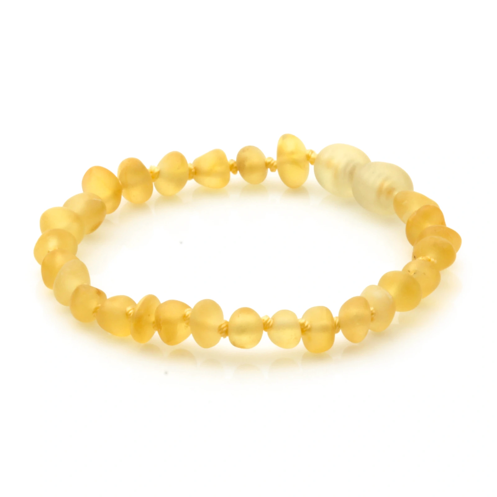 Baltic Amber Teething Bracelet. Baroque Yellow 5mm - BA88
