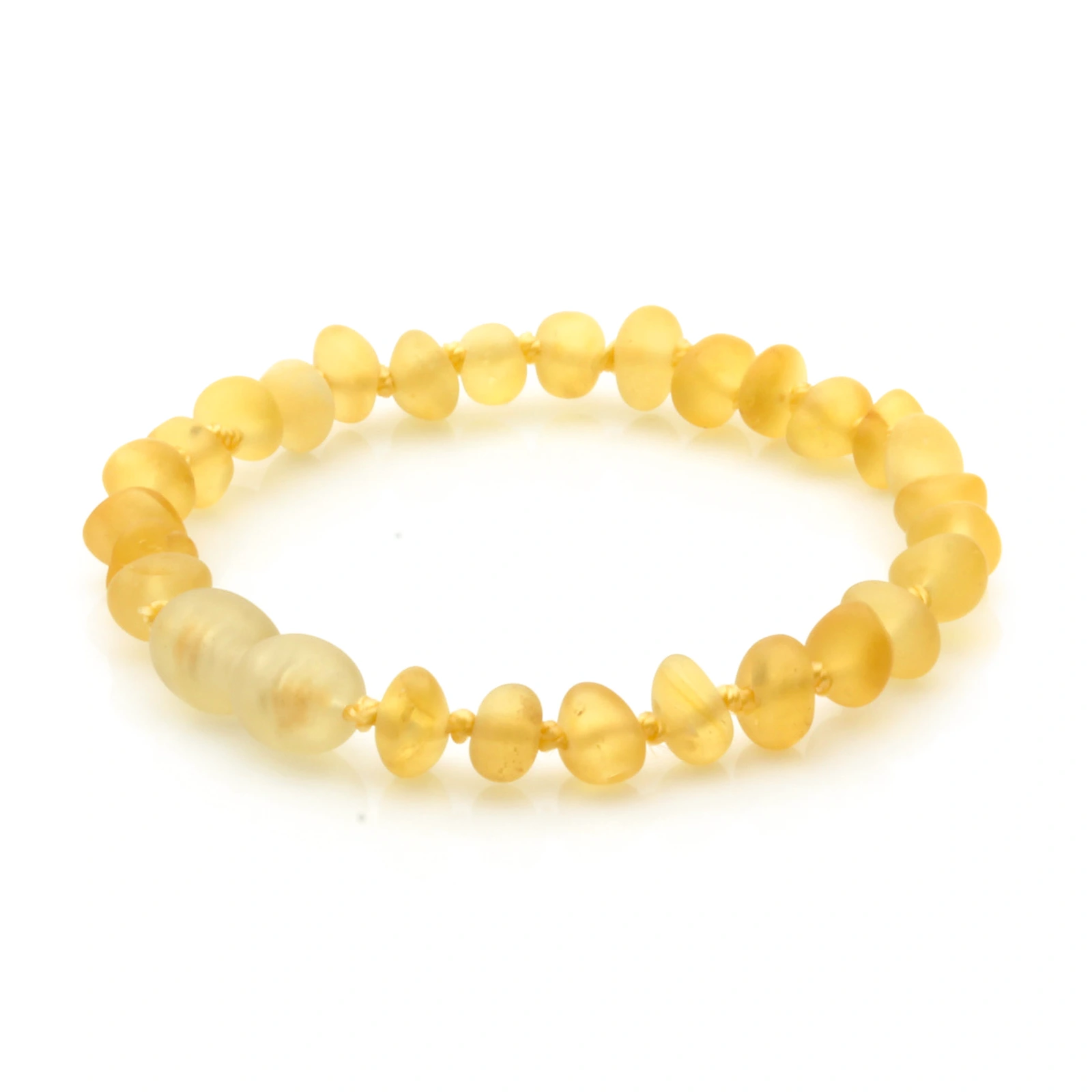 Baltic Amber Teething Bracelet. Baroque Yellow 5mm - BA88