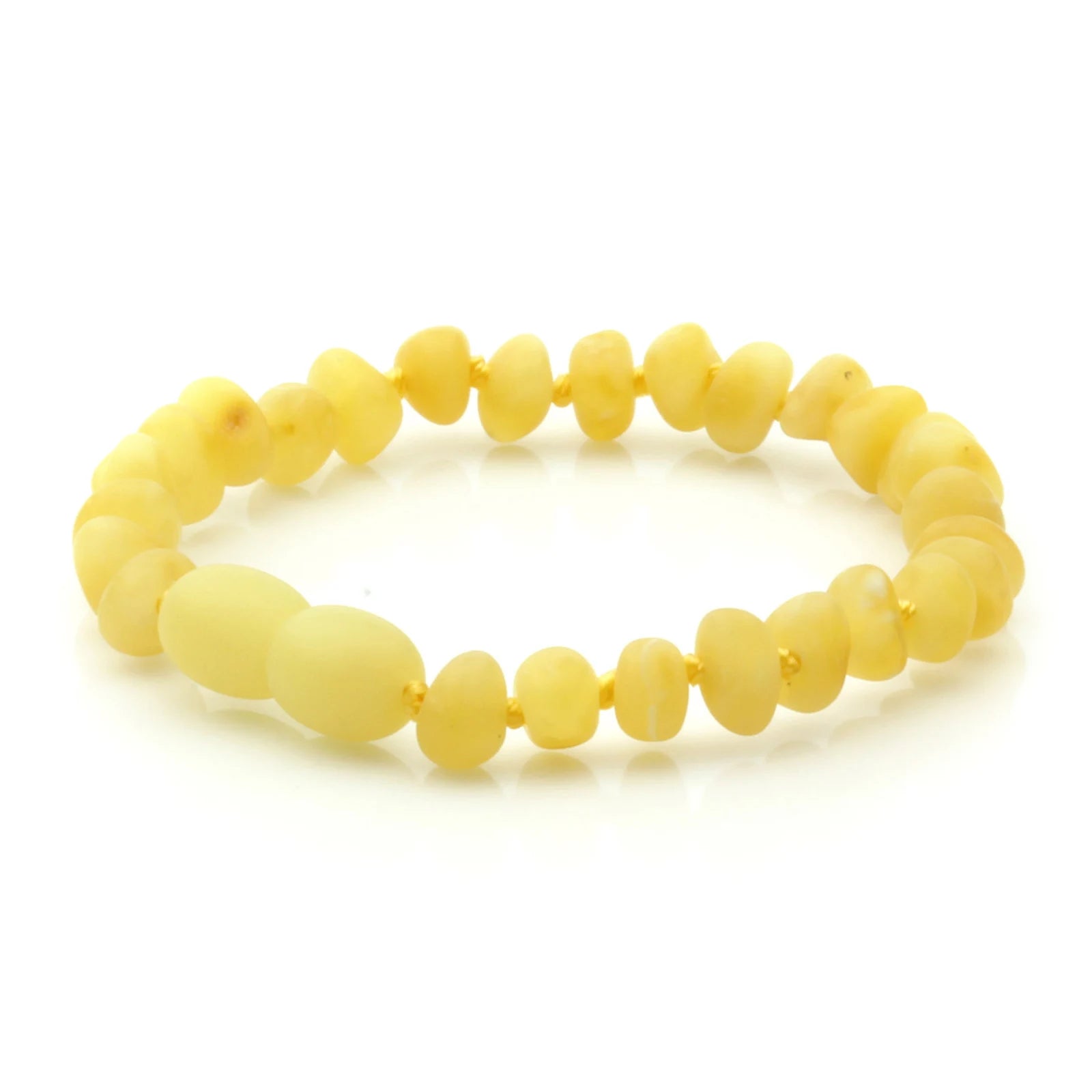 Baltic Amber Teething Bracelet. Baroque Milky Yellow 5mm - BA87