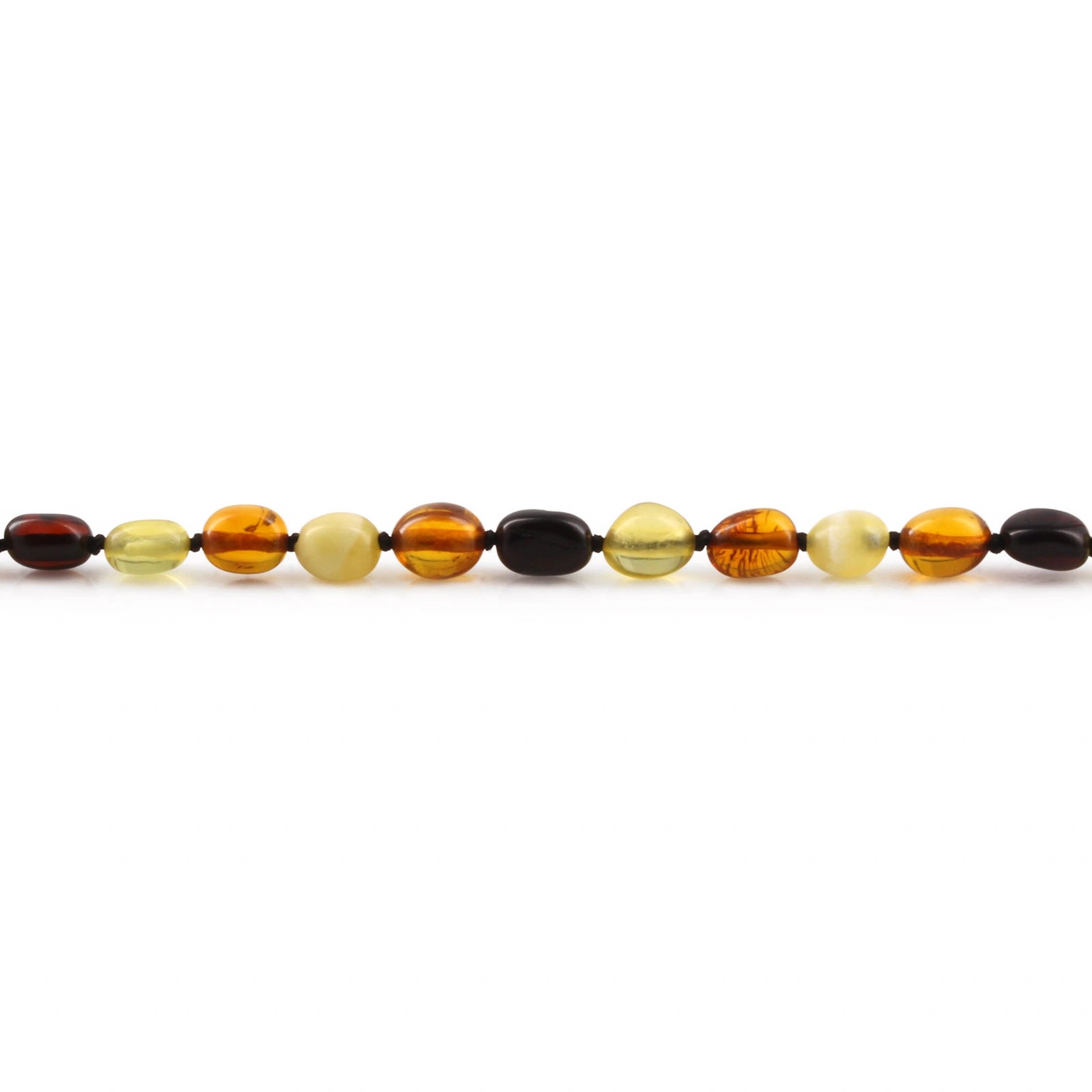 Baltic Amber Teething Bracelet. Olive Multicolor Glossy 5mm - OL61