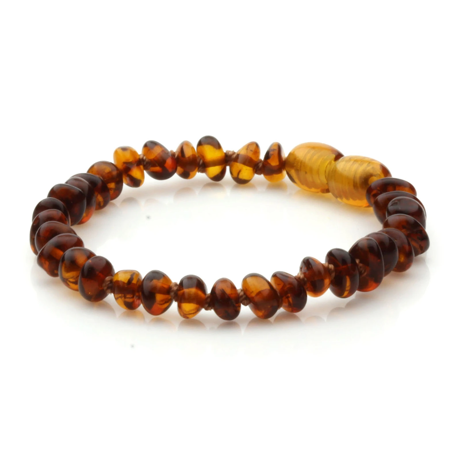 Baltic Amber Teething Bracelet. Roundel Cognac 5mm - RO52