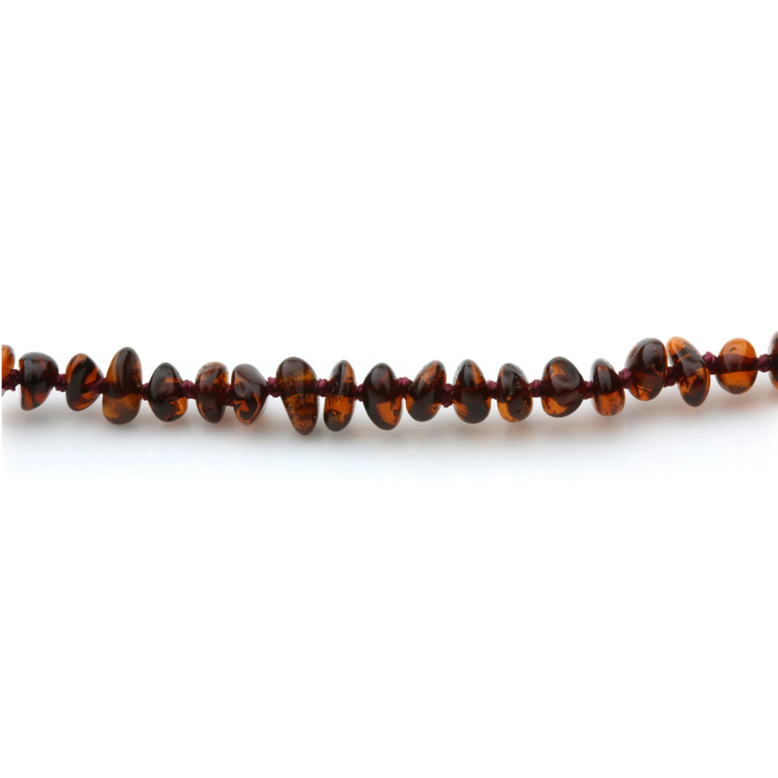 Baltic Amber Teething Bracelet. Roundel Dark Cognac 5mm - RO30