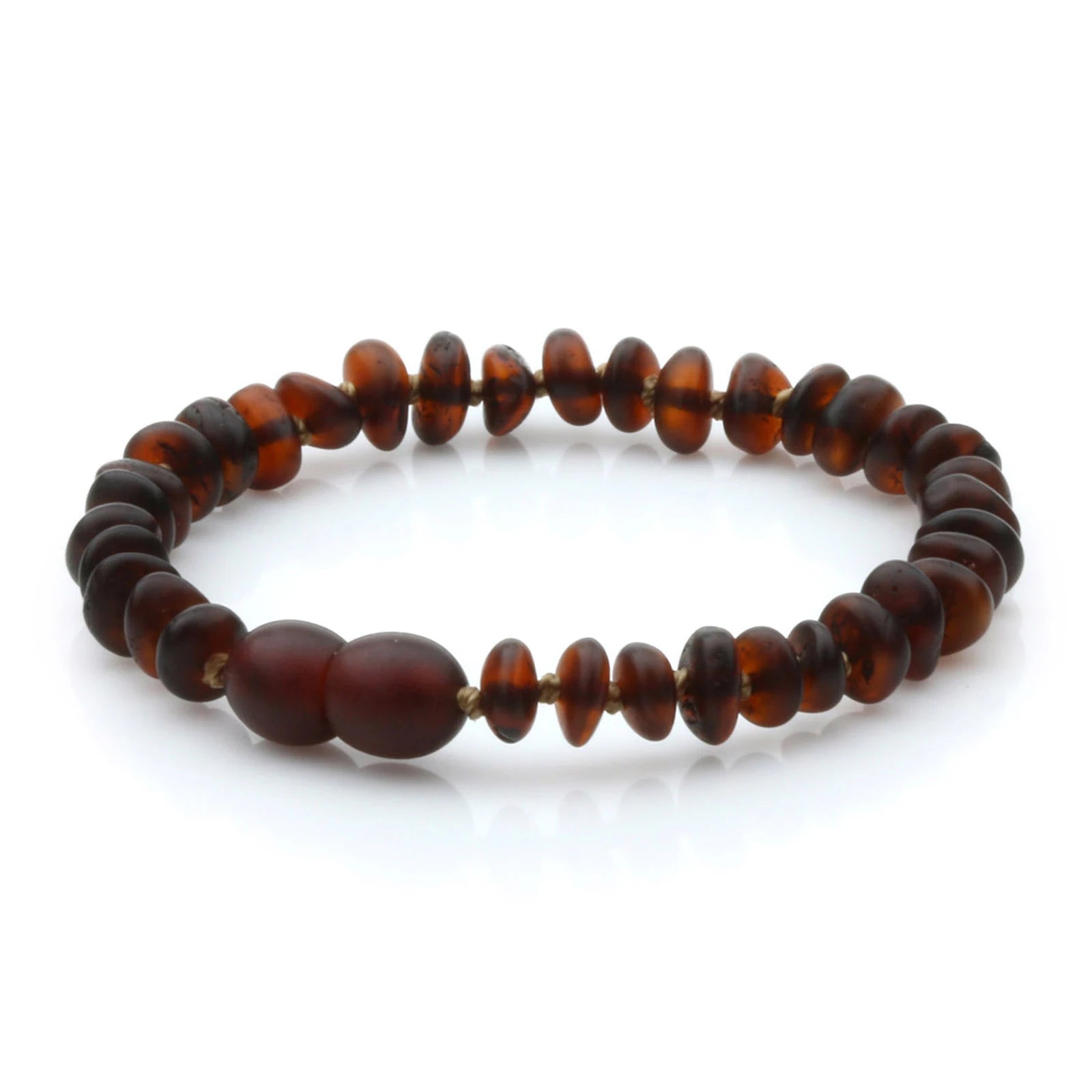 Baltic Amber Teething Bracelet. Roundel Dark Cognac 5mm - RO45