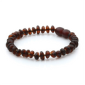 Dark cognac Baltic amber roundel children's bracelet, 15cm