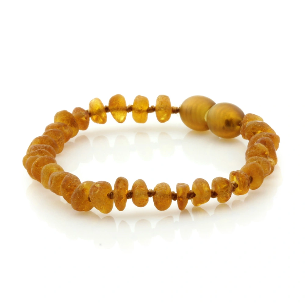 Baltic Amber Teething Bracelet. Roundel Light Cognac 5mm - RO40
