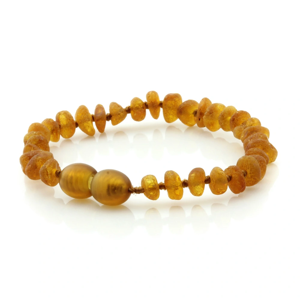 Baltic Amber Teething Bracelet. Roundel Light Cognac 5mm - RO40