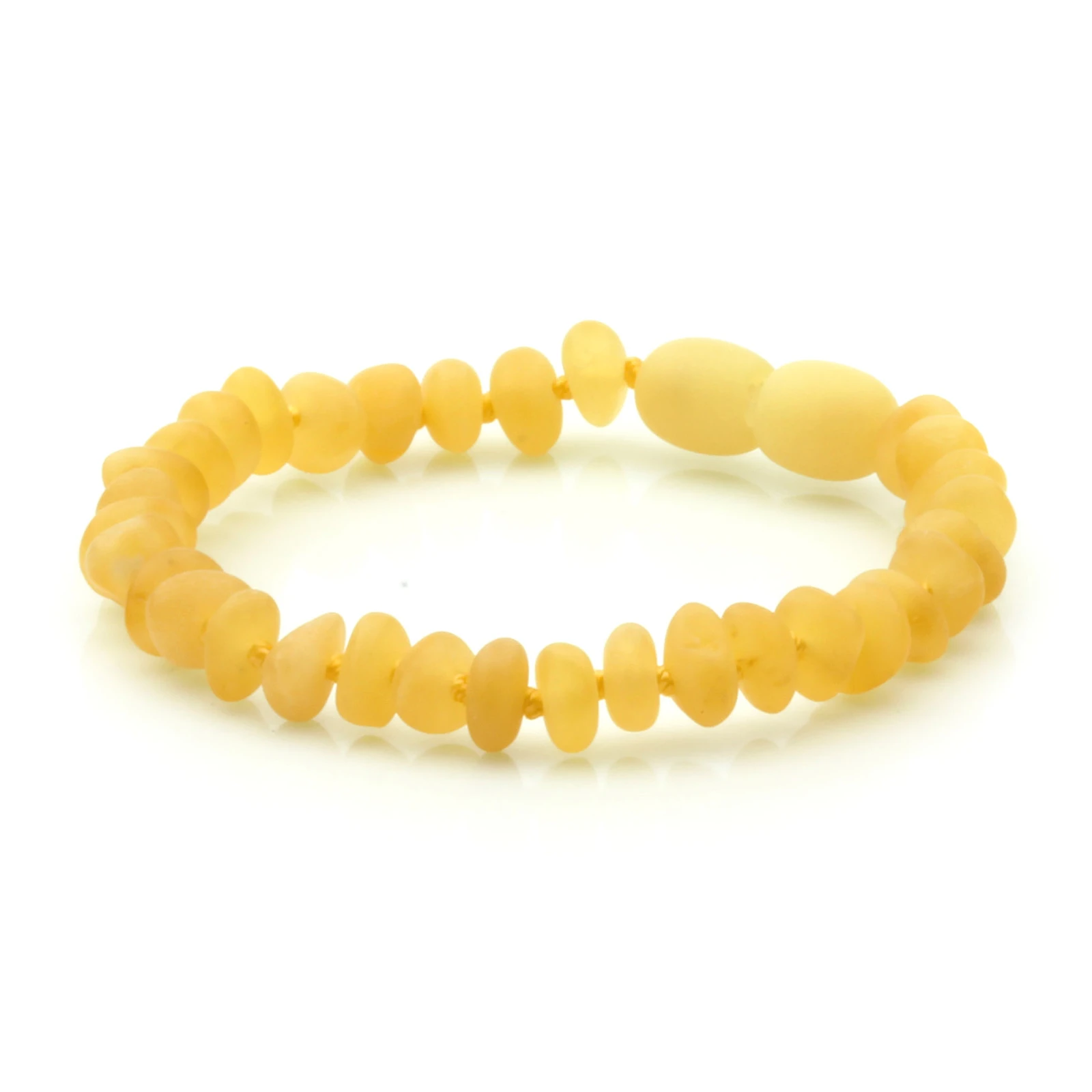 Baltic Amber Teething Bracelet. Roundel Yellow 5mm - RO46