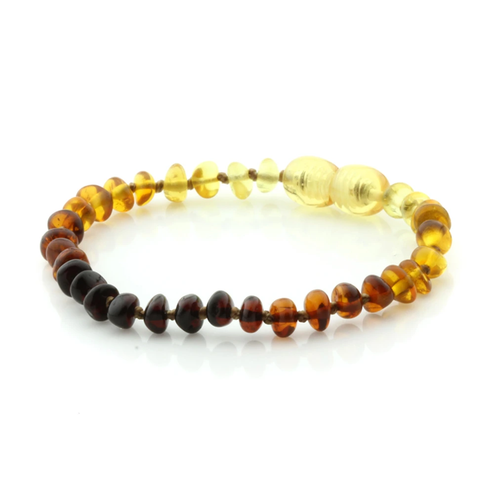 Baltic Amber Teething Bracelet. Roundel Rainbow 5mm - RO27